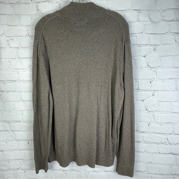 BANANA REPUBLIC Men's cotton silk cashmere brown gray quarter-zip sweater, sz XL - Picture 3 of 5